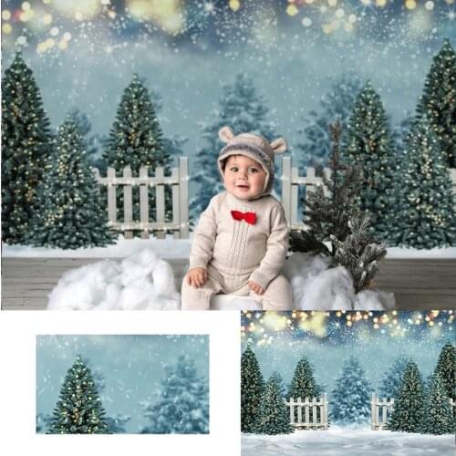 Christmas Trees Backdrop Background Photo Studio Props Snowflake Wallpaper Newborn Children Family Party Decor