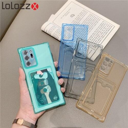 Card Holder Phone Case For Samsung S21 Plus S20 Ultra FE S10 E Note 20 A52 A72 A32 A42 A82 A12 A02 A22 Clear Credit Slot Cover