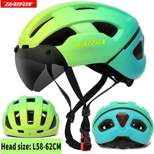 Cycling helmet with LED light USB Rechargeable Taillight blue bicycle helmets for men road bike kask safety helmet with goggles