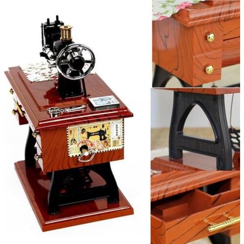 Vintage Music Box Jewelry Box Mini Sewing Machine Style Mechanical Gift