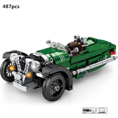 High-Tech Retro Vintage Three-Wheeled Car Building Blocks Sets Bricks Super Sports Vehicle Classic Model Toys For Child Gifts