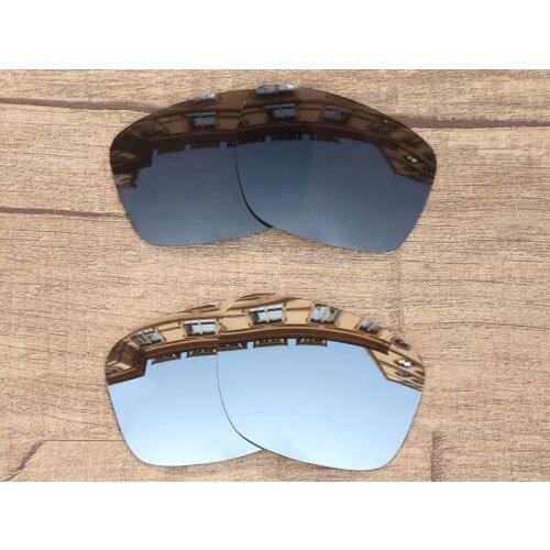 Vonxyz 2 Pairs Stealth Black & Chrome Mirror Polarized Replacement Lenses for-Oakley Sliver Frame