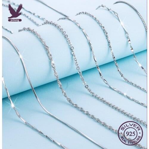 YiChong Free Shipping Real 925 Sterling Silver Italy Cable Chain Necklace 18 inch/ 45 cm Chain For Women Fine Jewelry For Women