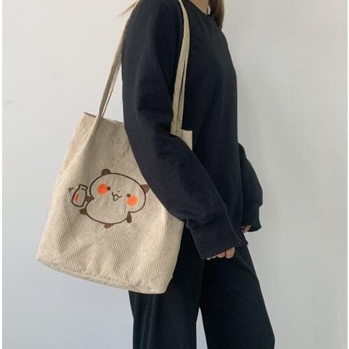 Embroidery Womens Canvas Tote Bags Korean Students Shoulder Cotton Cloth Shopping Bag Eco Foldable Shopper Bag Female Handbag