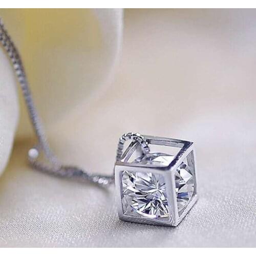 2021 Fashion Women Cubic Zirconia Necklace for Women Wedding Jewelry Girl Gift Luxury CZ Crystal Pendant Chain Choker Necklace