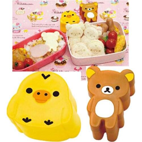 1 pair Rice Ball Molds Rice Ball Mold Onigiri Mould DIY Maker Bento Accessories 3D Cartoon children box lunch bear chicken model