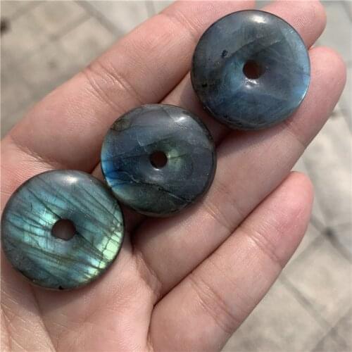 1pcs Natural Colorful Labradorite Crystal peace buckle pendant for gift