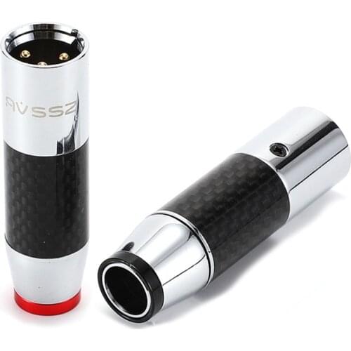 1Pcs carbon fiber rhodium-plated balanced cable plug microphone cable connector XLR speaker audio cable professional AXLR-M HiFi