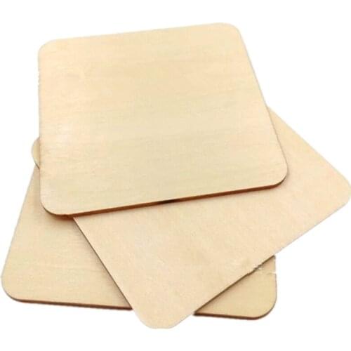 10pcs 80mm 3.14inch Wood Squares Wood Pieces Unfinished Round Corner Square Wooden Cutouts for DIY Arts Craft