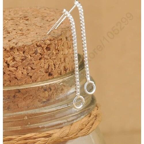 20Pcs/lot Findings 925 Sterling Silver Jewelry Box Line Chain Long Design Stud DIY Arrow Sparkling Earrings Design