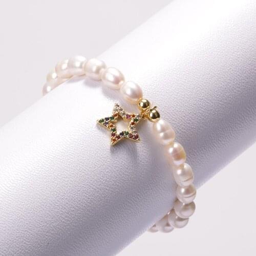 2021 Rainbow CZ Various Shape Jewelry Charm Pendant Natural Freshwater Pearl Women Men Charms Bracelet For Wedding Gift