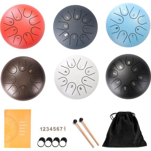 8 inch 8-Tone Tongue Drum with Drumsticks Percussion Mini Steel Key Instrument Musical Enjoyable Instrument Supplies