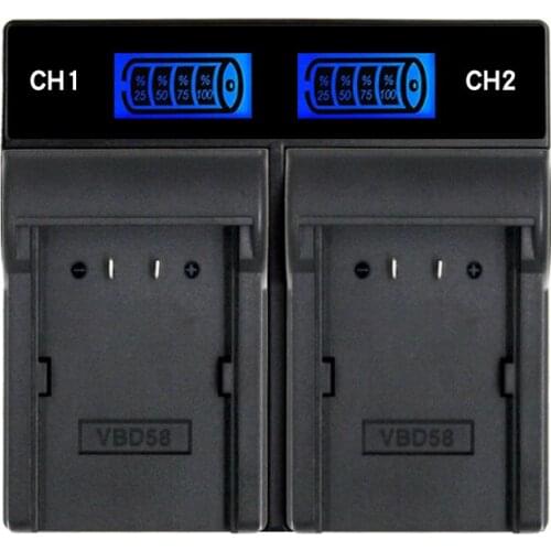 Camera Accessories VW-VBD58 camera battery dual-channel charger LCD screen charger VBD78 VBD98 seat charger Fast charging