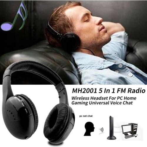 5 In 1 Wireless Headset Headphone Universal Portable Noise Cancelling Voice Chat For PC TV DVD CD MP3 MP4 Wireless Headphone