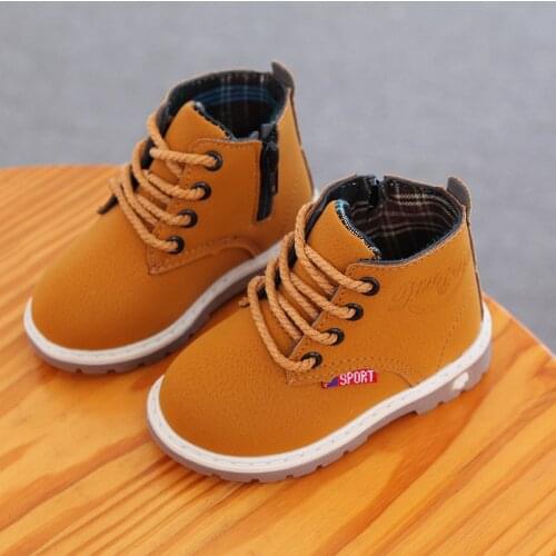 2021 New Winter Children Shoes PU Leather Waterproof Martin Boots Kids Snow Boots Brand Girls Boys Rubber Boots