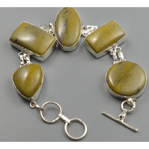 Jasper Bracelet Silver Overlay over Copper , 22 cm, B4105