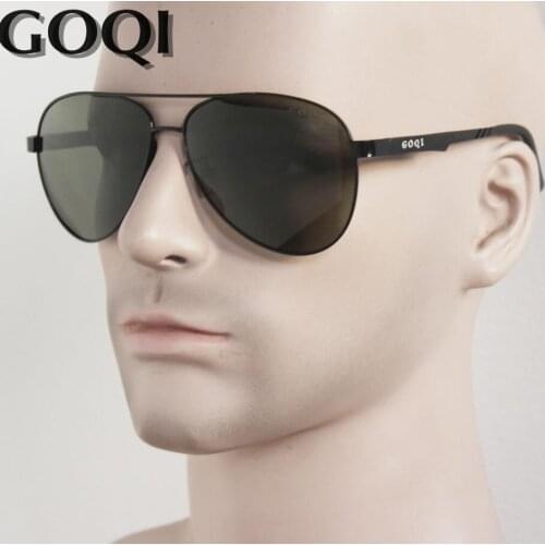 GOQI Brand ICONIC Sunglasses ,Classical Pilot 61MM Polarized Menglasses ,Flat Metal Durable Luxury Full Set Packing Gafas