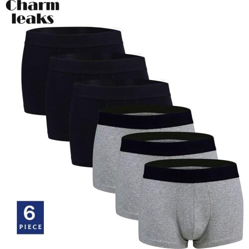 Charmleaks Men Underwear Set Solid Underpants Breathable Comfort Male Cotton Short Boxer Shorts Elastic Color Block Panties