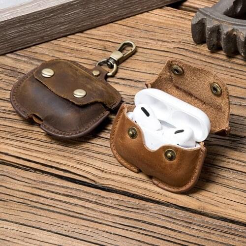 Luxury Genuine Leather Earphone Case Wireless Charging Bluetooth Earphone Case for Apple Airpods 3 Cover Anti-Drop Pendant Gift