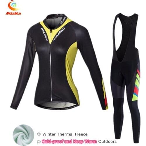 Black Women cycling clothing winter thermal bike jersey 2018 pro cycling jersey ropa ciclismo mujeres conjunto ciclismo suit