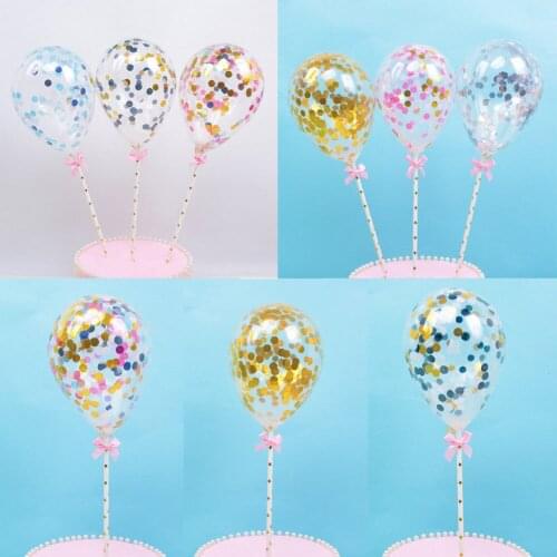 Dessert Birthday Mini Cake Topper Insert Latex Straw Ribbon Balloon Confetti