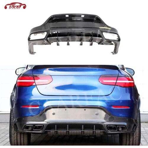 Carbon Fiber Rear Hugger Bumper Lip Diffuser with Exhaust Tips for Benz GLC Class C253 coupe Sport GLC63 2017-2019 Car Styling