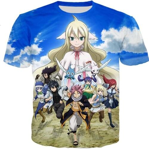 Fairy Tail T-Shirt Menwomen Anime 3D Printed Clothes Boy Girl Casual Tshirt Teen Kids Streetwear Birthday Party Wear Gift Tops