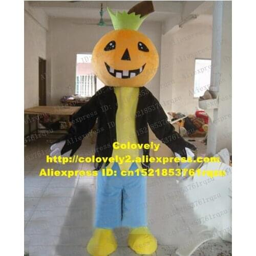 Hallowmas Halloween Pumpkin Cushaw Squash Calabaza Cuaurbit Mascot Costume Adult Jacket Strip Threadbare Distinctive ZZ3889