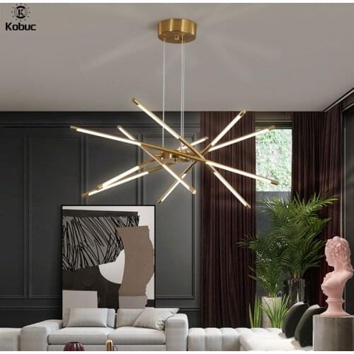 Kobuc 2021 New Style Post-modern Led Pendant Lamp Black Gold Nordic Luxury Living room Restaurant Creative Hanging Pendant Light