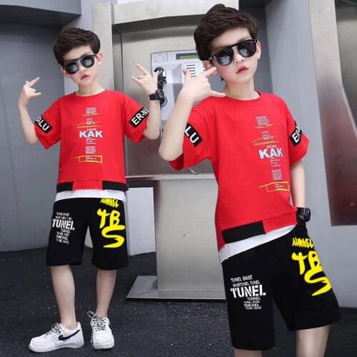 Boys Clothing Sets New Summer Children T-Shirt + Pants Hip Hop Set Streetwear Kids Baby Boys Clothes Suits Teen 4 6 8 10 12 Year