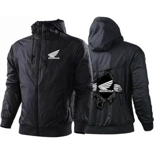 2021Spring Summer Mens Honda Printing Sports Punk And Leisure Sweatshirt Cardigan Hoodies Zipper Splicing Harajuku Jacket