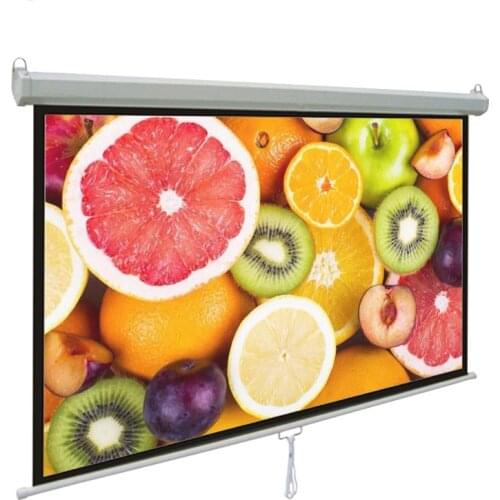 100 Inch 16:9 3D HD Wall Mounted Manual Projection Screen Canvas Projector for Home Theater