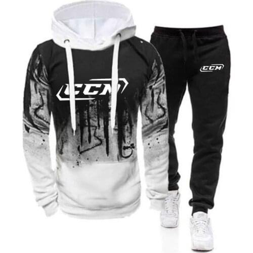 2021 New CCM Printing Set Mans High street Gradient Hoodies Casual Sweatpant Sets Jackets Sport Suits Hip Hop coats + trousers