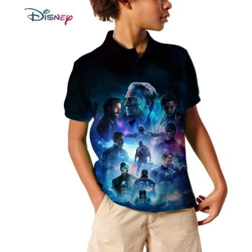 2021 New Print Polo shirt Boys girls Short Sleeve Hot Captain Inspired Comic Book America Superhero Printed Polo shirt