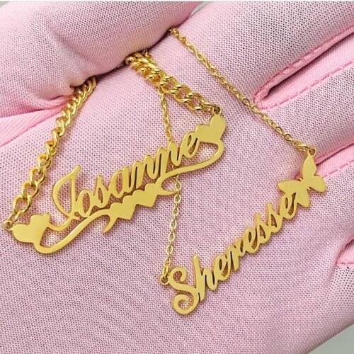 Personalized Custom Necklaces Old English Arabic Crown Name Necklace Gold Stainless Steel Jewelry Friendship BFF Gifts