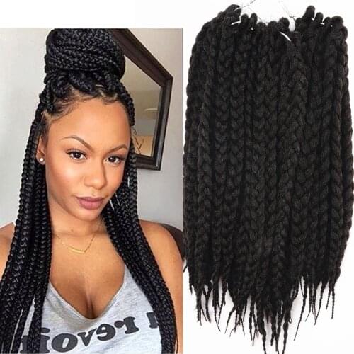 Full Star 12" 18" 22" 80g 12Root 3S Crochet Box Braids Synthetic Hair Extensions Pure black bug brown hair 1 pack/lot for Women