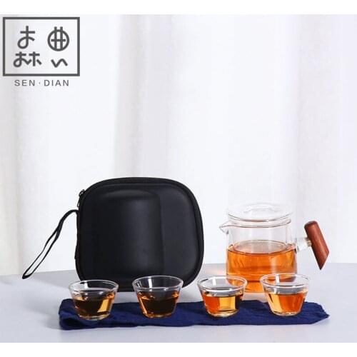 SENDIAN Portable Travel Glass Tea Set High Temperature Resistant Tea Cup Set 2021 New Hot Travel Essential Tea Set Accessories