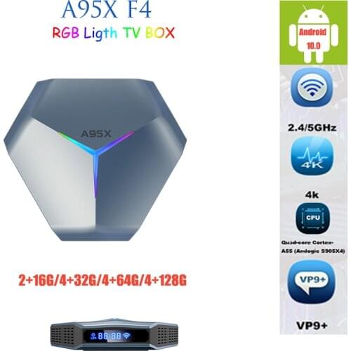A95X F4 Smart TV BOX New RGB light Android 11 Amlogic S905X4 2.4G 5G WiFi 2G 4G RAM 32G 64G 128G ROM 4K HD YouTube Set top box