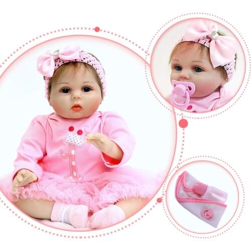 Realistic 55Cm 22Inch Reborn Baby Doll Cute Girl Handmade Soft Silicone Simulation Mold Face Skin Toy Childrens Gift