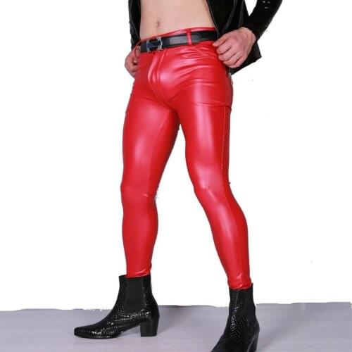 Sexy Cool Men Faux Leather Thicken Keep Warm Soft Punk Pencil Pants Sexy High Elastic Tight Latex Mens Trousers Bootcut Legging