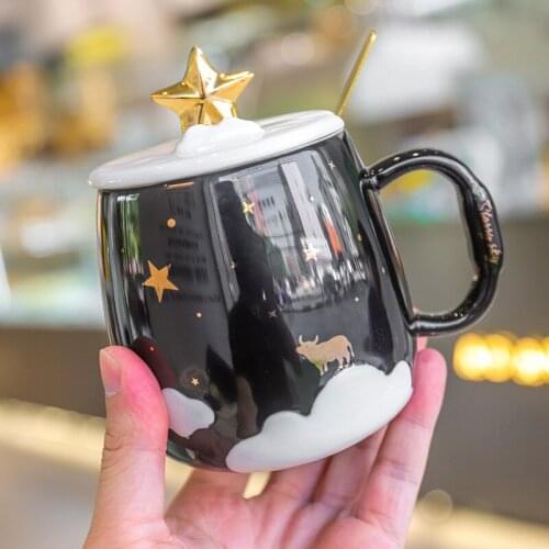 Mobile phone bracket Mug with spoon lid,Vintage porcelain mug,Flower Tea Set Coffee Cup,Water Milk Coffee Drinkware Gift