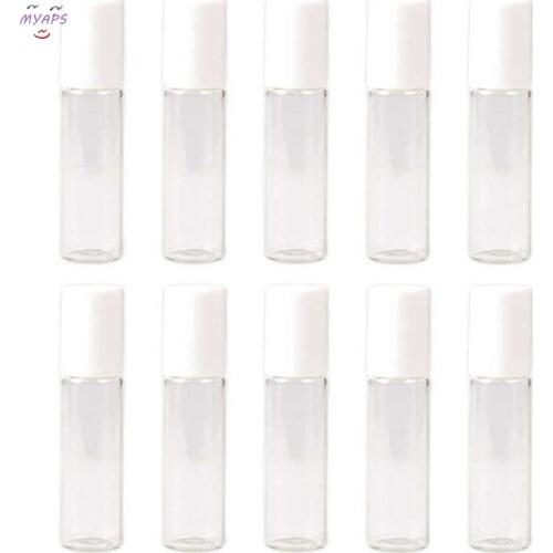 5 PCS 5ml/10ml Glass Roller Bottles Empty Clear With Roll On Empty Cosmetic Essential Oil Vial For Traveler With Glass Ball