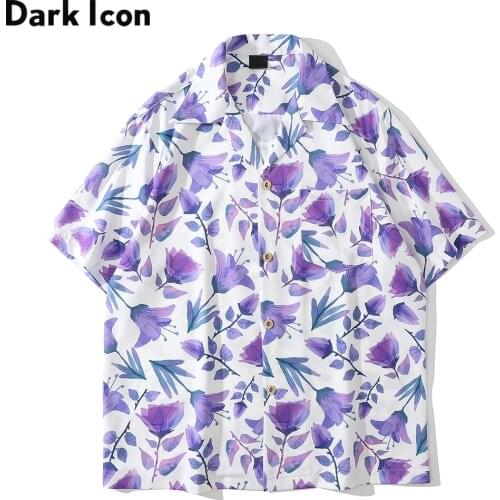 Dark Icon Floral Printed Polo Shirts Men Summer Vintage Street Hawaiian Shirt Man Casual Mens Shirt Male Top 3Colors