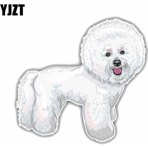 YJZT 14*13.1CM Bichon Frise Breed Dog Car Decoration Bumper Window Sticker C1-4275