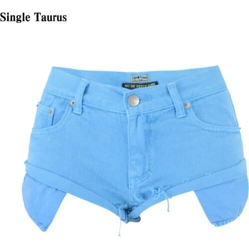 Fashion Macaron Blue Female Low Waist Jeans Short 2021 Summer Loose Exposed Pockets Tassel Cuffs Streetwear Spandex Denim Shorts