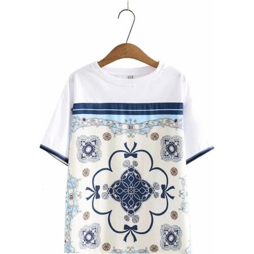 Summer womens tops and blouses plus size T-shirt female 2021 fashion O-Neck Short sleeve print white cotton womens t-shirts