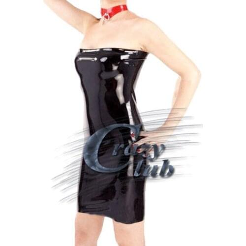 Crazy club_For Adult Plus Size Sexy Women Mini dress Black latex tube style with back zip Customized Dress Fetish Fast Delivery