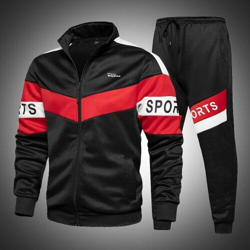 Winter Fashion Mens Tracksuit Set 2020 Colorblock Casual Men Hoodie Pants Two Piece Tracksuit Male Autumn Sports Wear Jogger Set
