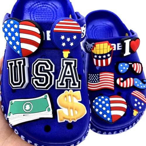 1PCS American Style Shoes Charms Silicone Croc Decoration Dollor Icon Accessories Hole Slipper Buckle For Kids Gifts