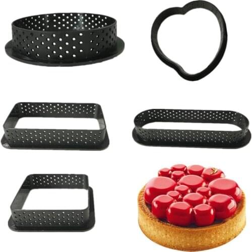 1PCS DIY Tart Ring Mold Cake Tools French Dessert Bakeware Cutter Round Shape Decorating Tool Perforated Mousse Circle Pie Ring